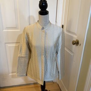 QUILTED SILK sigrid olsen size m Silk blend champagne ivory jacket